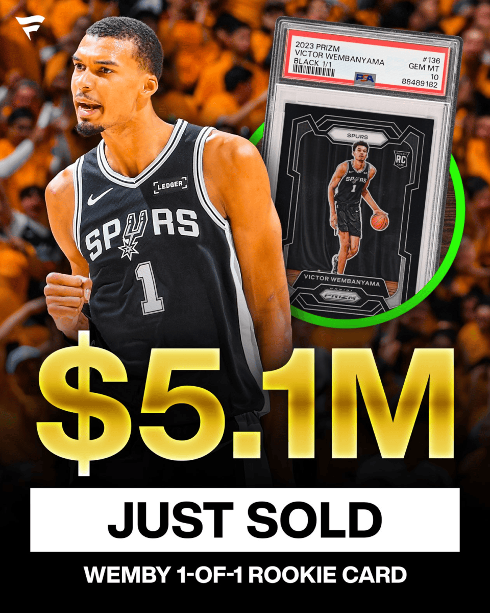 511万美元成交！文班球星卡卖出历史最高价 创NBA无签名卡纪录